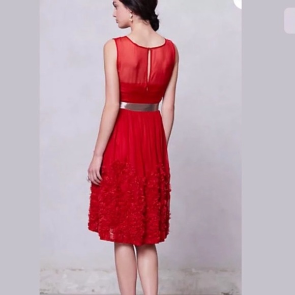 Anthropologie Caridad Red Silk Dress by Tiny Sz 6 - Picture 4 of 8